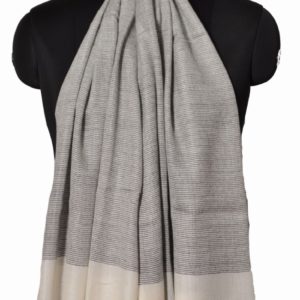 White and grey Wool Silk Stole