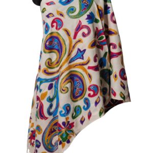 Paisley Print and Embroidery wool Stole