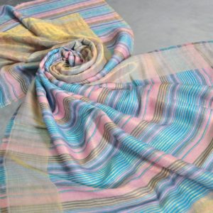 Fine wool Zari horizontal striped shawls