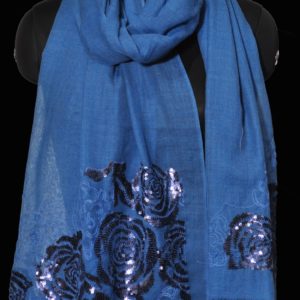 Blue Rose Flower Sequins Stoles