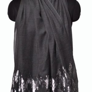 Wool Silk Grey Zigzag Stoles