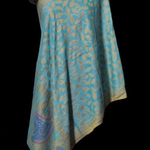 Blue Zari Kani Paisley Stole